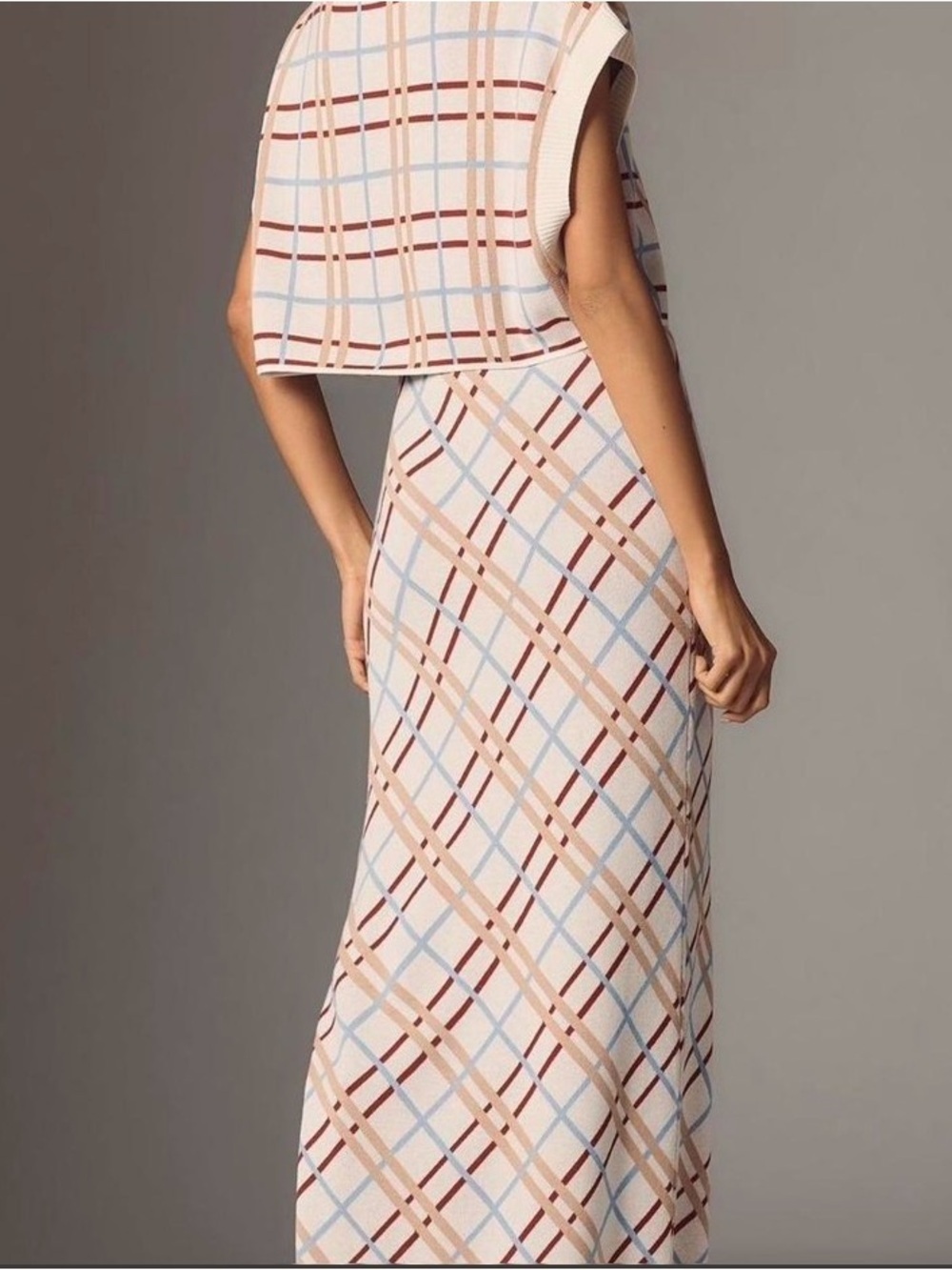 Anthropologie Maeve Two-Piece Plaid Sleeveless Sweater Dress Set XS - Picture 2 of 5